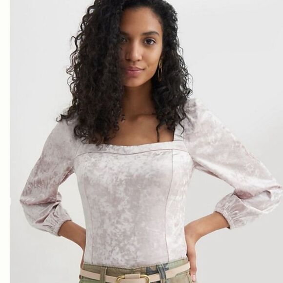 NEW Anthropologie jessima square neck crushed velvet top - Picture 1 of 5